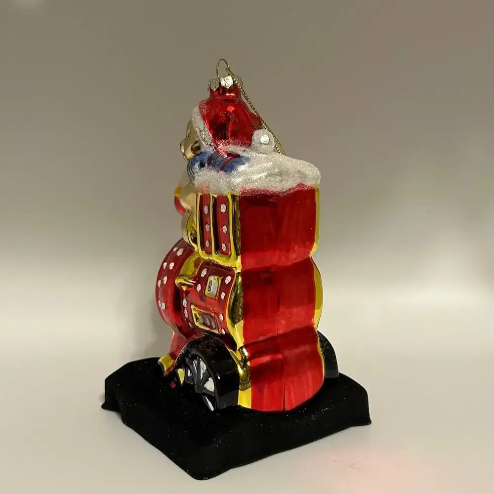 Glass Ornament Bear Train Far East Brokers 5.5